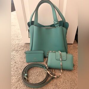 NANETTE LEPORE Beckett Triple Compartment Convertible Satchel in Aruba Blue .